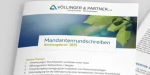 Bild zeigt als Beispiel ein Mandantenrundschreiben im Design von Völlinger und Partner.